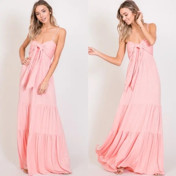 Boho Front Tie Ruffle Cami Maxi Dress - Picture 3 of 3